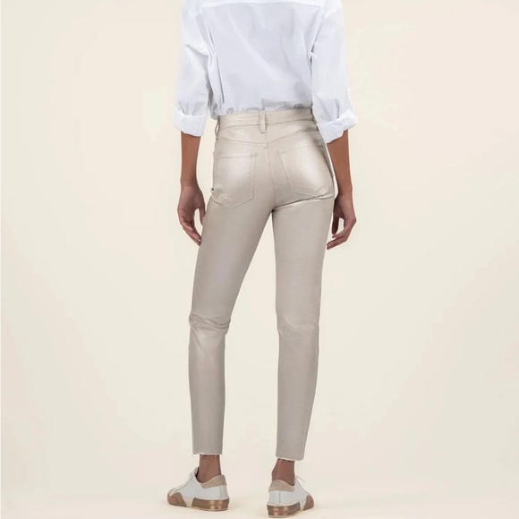 Kut from the Kloth Charlize Metallic Coated High Rise Cigarette Leg Pants - Picture 3 of 9